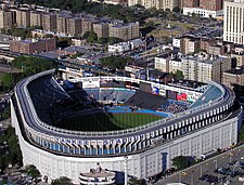 Yankee Stadium was home to the New York Yankees from 1923 to 1973 and 1976 to 2008. Yankee Stadium aerial from Blackhawk.jpg