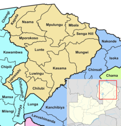 Districts of Northern Province Zambia Zambia districts in Northern Province 2022.png