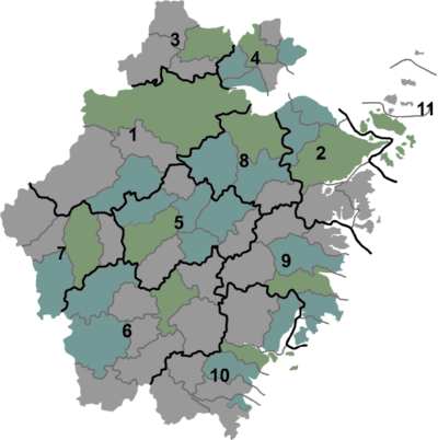 Bản đồ hành chính tỉnh Chiết Giang