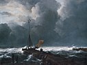 'Rough Sea at a Jetty', oil on canvas painting by Jacob van Ruisdael, 1650s.jpg