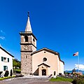 * Nomination: Sainte-Marguerite church in Vérossaz seen from the south in May 2024. --Espandero 20:25, 11 May 2024 (UTC) * Review Very good quality. Needs some PC. If this is a stitched panorama, please indicate in the summary and CATs. --Tagooty 02:38, 12 May 2024 (UTC)  Done - Espandero 09:47, 12 May 2024 (UTC) The tower is vertical, but the building sides and flagpole are leaning to the left. --Tagooty 03:09, 14 May 2024 (UTC)