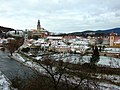 Čeština: Český Krumlov, pohledy na město při prvním sněhu nápověda English: Český Krumlov covered by snow, South Bohemian region, CZ help