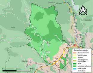 Barevná mapa znázorňující využití půdy.