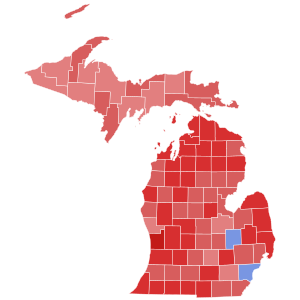 1994 Michigan gubernatorial election results map by county.svg