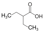 Structural formula of 2-ethylbutyric acid