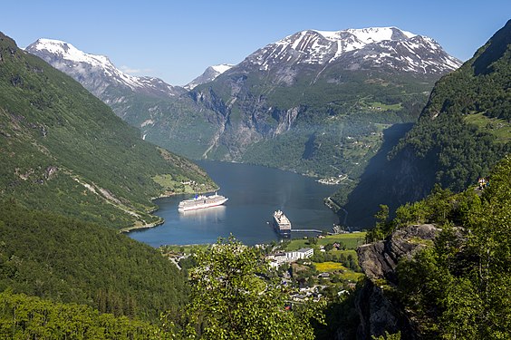 Cruise ships in Geiranger Fjord, Norway