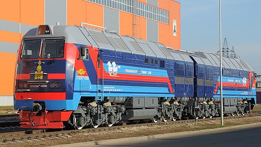2ТЭ25КМ-0359 в сине-голубой окраске Улан-Баторской железной дороги