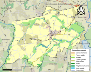 Barevná mapa znázorňující využití půdy.