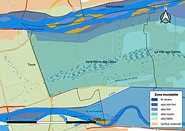 Mapa terenów zagrożonych powodzią w gminie.