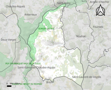 Carte de la ZNIEFF de type 1 sur la commune.