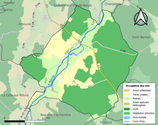 Carte en couleurs présentant l'occupation des sols.