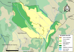 Barevná mapa znázorňující využití půdy.