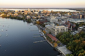 Aerial View of Campus, with Helen C. White Hall in foreground (14070186173).jpg