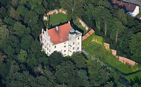 Aerial image of the Schloss Teisbach (view from the west)