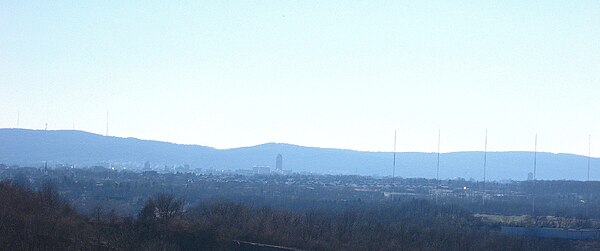 South Mountain in eastern Pennsylvania with Allentown in the foreground in December 2010