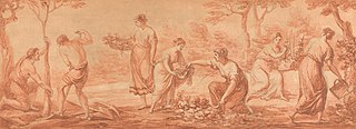 A Frieze: Men Planting Trees, Women Gathering Blossoms and Watering Flowers