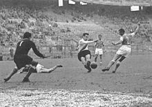 Angelillo (centre) playing for Nerazzurri at San Siro.