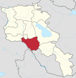 Ararats läge i Armenien