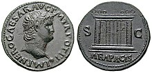 Nero coin: Obverse: Nero; Reverse: Ara Pacis As-Nero-Ara pacis-RIC 0562.jpg