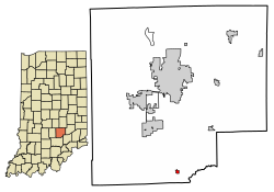 Jonesville okulunun Bartholomew County, Indiana şehrindeki konumu.