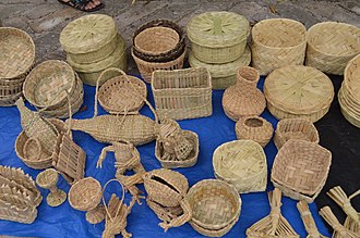 Basketry products on the street in Michoacan BasketsCuitzeo02.JPG