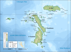 Carte topographique des îles Batu.