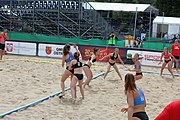 Deutsch: Beachhandball Europameisterschaften 2019 (Beach handball Euro); Tag 3: 4. Juli 2019 – Frauen, Platzierungsrunde Gruppe III, Schweiz-Nordmazedonien 2:0 (21:6, 23:20) English: Beach handball Euro; Day 3: 4 July 2019 – Women Consolation Round Group III – Switzerland-North Macedonia 2:0 (21:6, 23:20)