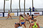 Deutsch: Beachhandball Europameisterschaften 2019 (Beach handball Euro); Tag 3: 4. Juli 2019 – Frauen, Hauptrunde Gruppe II, Ukraine-Italien 2:0 (20:16, 20:16) English: Beach handball Euro; Day 3: 4 July 2019 – Women Main Round Group II – Ukraine-Italy 2:0 (20:16, 20:16)