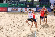 Deutsch: Beachhandball Europameisterschaften 2019 (Beach handball Euro); Tag 2: 3. Juli 2019 – Männer, Vorrunde Gruppe A, Spanien-Norwegen 1:2 (22:26, 28:22, 8:10) English: Beach handball Euro; Day 2: 3 July 2019 – Men Preliminary Round Group A - Spain-Norway 1:2 (22:26, 28:22, 8:10)