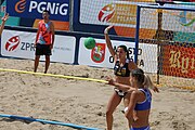 Deutsch: Beachhandball Europameisterschaften 2019 (Beach handball Euro); Tag 2: 3. Juli 2019 – Frauen, Vorrunde Gruppe C, Spanien-Griechenland 2:1 (12:20, 18:16; 8:2) English: Beach handball Euro; Day 2: 3 July 2019 – Women Preliminary Round Group C – Spain-Greece 2:1 (12:20, 18:16; 8:2)