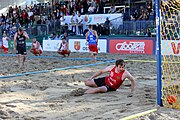 Deutsch: Beachhandball Europameisterschaften 2019 (Beach handball Euro); Tag 4: 5. Juli 2019 – Männer, Viertelfinale, Russland-Polen 2:0 (30:22, 19:18) English: Beach handball Euro; Day 4: 5 July 2019 – Quarter Final Men – Russia-Poland 2:0 (30:22, 19:18)