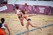 Deutsch: Beachhandball bei den Olympischen Jugendspielen 2018; Tag 5, 10. November 2018; Mädchen, Hauptrunde - Kroatien-Niederlande 1:2 English: Beach handball at the 2018 Summer Youth Olympics at 11 October 2018 – Girls Main Round – Croatia-Netherlands 1:2