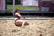 Deutsch: Beachhandball bei den Olympischen Jugendspielen 2018; Tag 4, 10. Oktober 2018; Mädchen, Vorrunde, Gruppe A - Venezuela-Paraguay 1:2 English: Beach handball at the 2018 Summer Youth Olympics at 10 October 2018 – Girls Preliminary Round Group A - Venezuela-Paraguay 1:2