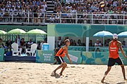 Deutsch: Beachvolleyball bei den Olympischen Jugendspielen 2018; Tag 11, 17. Oktober 2018; Jungen,Finale – Niederlande (Matthew Immers/Yorick de Groot)-Schweden (David Åhman/Jonatan Hellvig) 0:2 (20–22/15–21) English: Beach volleyball at the 2018 Summer Youth Olympics at 17 October 2018 – Final – Netherlands (Matthew Immers/Yorick de Groot)-Sweden (David Åhman/Jonatan Hellvig) 0:2 (20–22/15–21)