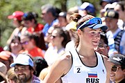 Deutsch: Beachvolleyball bei den Olympischen Jugendspielen 2018; Tag 9, 15. Oktober 2018; Mädchen, Viertelfinale: Puerto Rico-Russland 0–2 (12–21/10–21) English: Beach volleyball at the 2018 Summer Youth Olympics at 15 October 2018 – Girls Quarterfinals: Puerto Rico-Russia 0–2 (12–21/10–21)