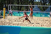 Deutsch: Beachvolleyball bei den Olympischen Jugendspielen 2018; Tag 8, 14. Oktober 2018; Mädchen, Achtelfinale – Bolivien-Puerto Rico 0:2 (18–21/18–21 ) English: Beach volleyball at the 2018 Summer Youth Olympics at 14 October 2018 – Girls Round of 16 – Bolivia-Puerto Rico 0:2 (18–21/18–21 )