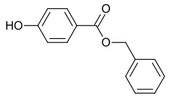 Structural formula of benzyl 4-hydroxybenzoate