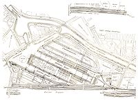 Plan des Westhafens mit neuem Stichkanal unter Südlicher Seestraßenbrücke und Kolk