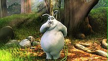 Forest scene from Big Buck Bunny, showing light rays through the canopy. Big Buck Bunny - forest.jpg