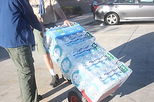 Boy Scouts Wheeling Donated Water Bottles.jpg