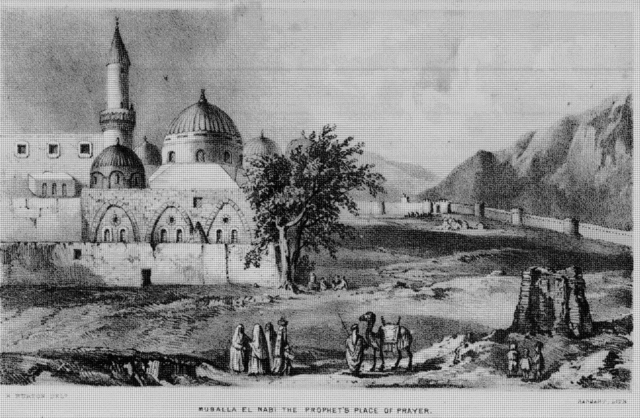 رسم توضيحي يُظهر الشكل العام للمسجد النبوي عام 1857.