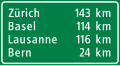 4.65 Panneau des distances en kilomètres