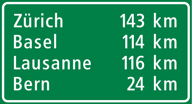 autóvezetés Svájcban, autópálya jelzés