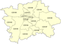 Mapa CZ NUTS2 regionu Praha s dělením na bývalé jednotky NUTS4