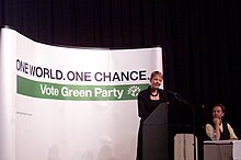 Caroline Lucas giving a keynote speech at the autumn conference of the Green Party of England and Wales, Hove, 2006 Caroline Lucas keynote Green Party England and Wales 2006-09-23.jpg