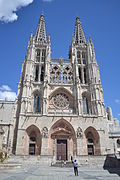 Burgos Cathedral – deep portals, rose window, elaborate openwork screen and spire