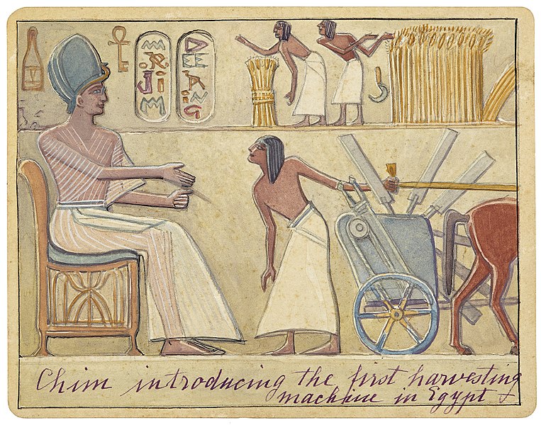 File:Chim introducing the first harvesting machine in Egypt.jpg