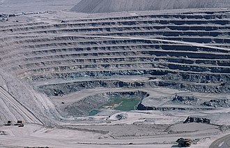 Chuquicamata, Chile, site of the largest circumference and second deepest open pit copper mine in the world. Chuquicamata-002.jpg