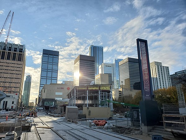 The Churchill connector, which connects the Valley Line and above-ground lines to the Churchill LRT station, under construction