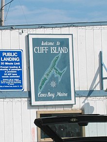 A welcoming sign to visitors. Cliff Island, Maine.jpg